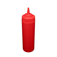 CAC China SQBT-W-12R (Pack of 6) Red Wide Mouth Squeeze Bottle - 12oz