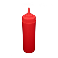 CAC China SQBT-W-24R (Pack of 6) Red Wide Mouth Squeeze Bottle - 24oz