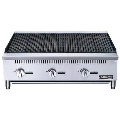 Dukers DCRB36 36" W Countertop Lava Rock Natural Gas Charbroiler
