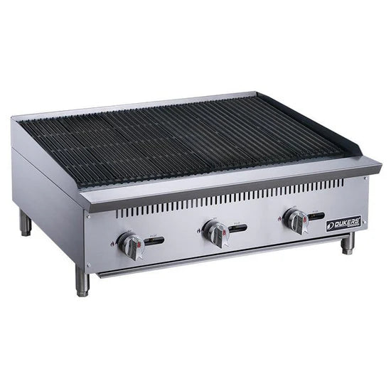 Dukers DCRB36 36" W Countertop Lava Rock Natural Gas Charbroiler