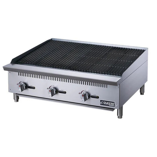 Dukers DCRB36 36" W Countertop Lava Rock Natural Gas Charbroiler