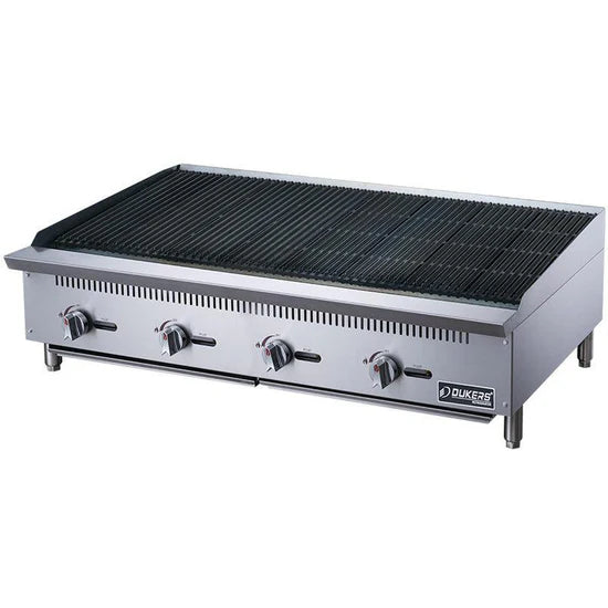 Dukers DCRB48 48" W Countertop Lava Rock Natural Gas Charbroiler