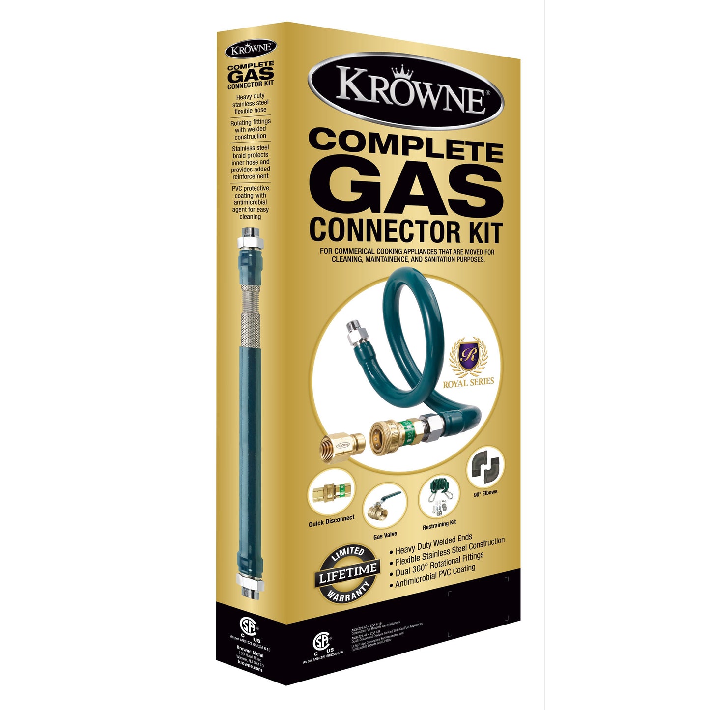 Krowne M7548K Royal Series 48" 3/4" Flexible Gas Hose Kit With Quick Disconnect