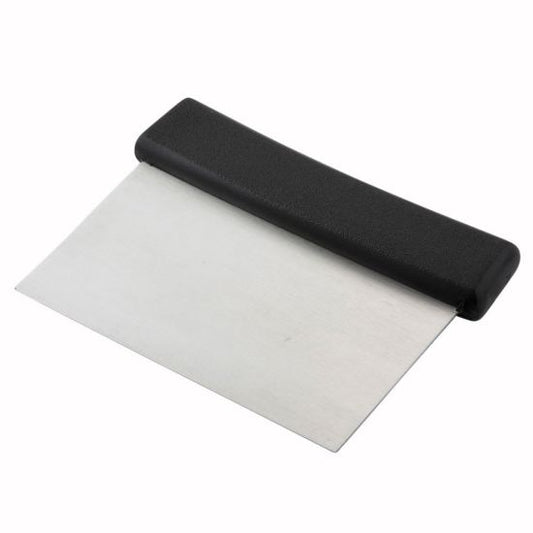 Winco DSC-2 Stainless Steel 6" Dough Scraper with Black Plastic Handle