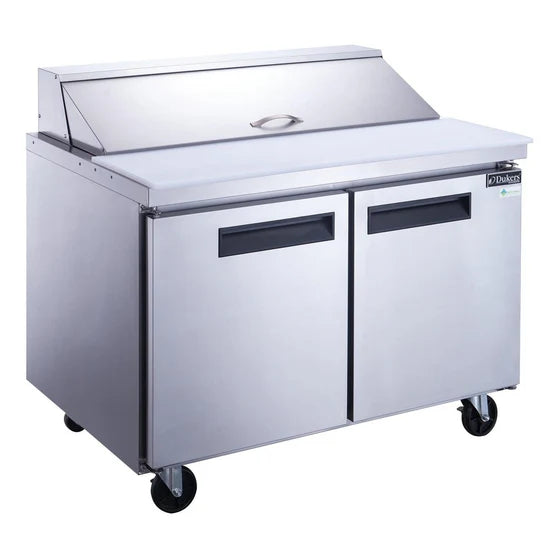 Dukers DSP36-10-S2 36" 2-Door Commercial Food Prep Table Refrigerator in Stainless Steel