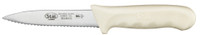 Winco KWP-31 Stal 3-1/2" Serrated Paring Knife with White Polypropylene Handle, 2-Pack