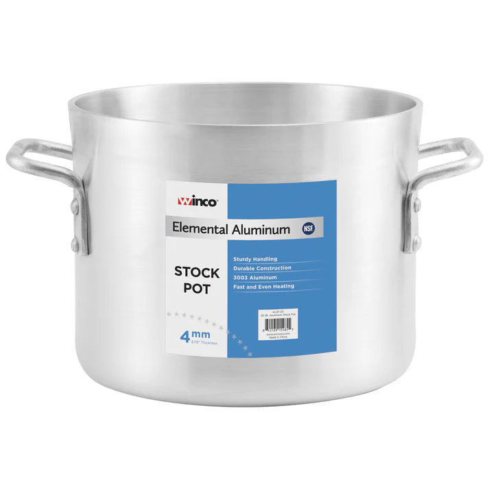 Winco ALST-24 - Elemental Aluminum Stock Pot, 4mm - 24 Quart