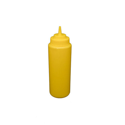 CAC China SQBT-W-32Y (Pack of 6) Yellow Wide Mouth Squeeze Bottle - 32oz