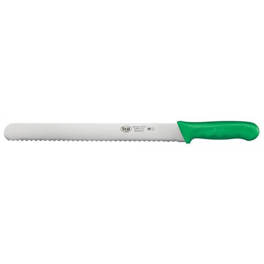 Winco KWP-121G Stal 12" Straight Bread Knife with Green Handle