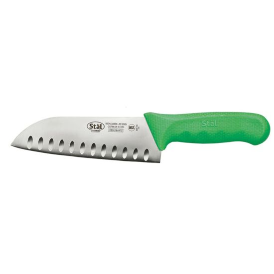 Winco KWP-70G Stal 7" Santoku Knife with Green Handle