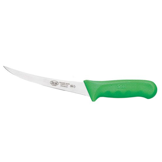 Winco KWP-60G Stal 6" Curved Boning Knife with Green Handle