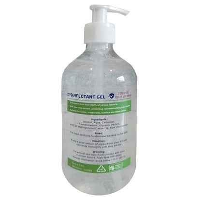 Omcan USA 46669 HAND SANITIZER WITH ALCOHOL 75% 500 ML CLEAR BOTTLE WITH PUMP