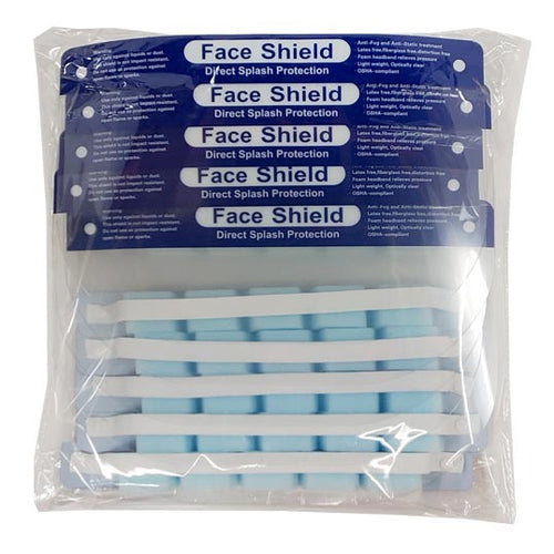 Omcan USA 46665 DISPOSABLE FACE SHIELD TRANSPARENT FULL FACE COVER HEAD-MOUNTED SPLASH PROTECTOR ANTI-FOG PE