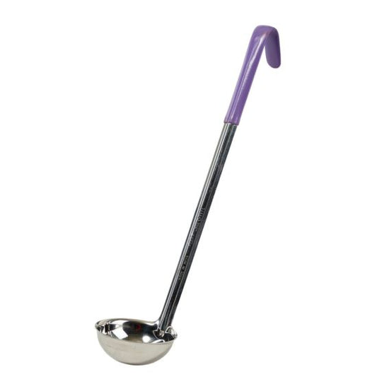 Winco LDC-4P 4 oz Allergen Free Stainless Steel One-Piece Ladle with Purple Handle