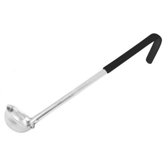 Winco LDCN-1 1 oz Prime One-Piece Stainless Steel Ladle with Black Handle