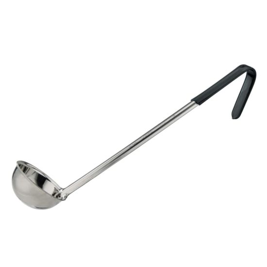 Winco LDCN-2K 2 oz Prime One-Piece Stainless Steel Ladle with Black Handle