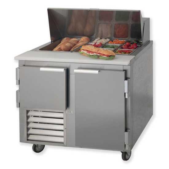 Leader LM36 36" Refrigerated Megatop Sandwich Prep Table - 1 & 1/2 Doors