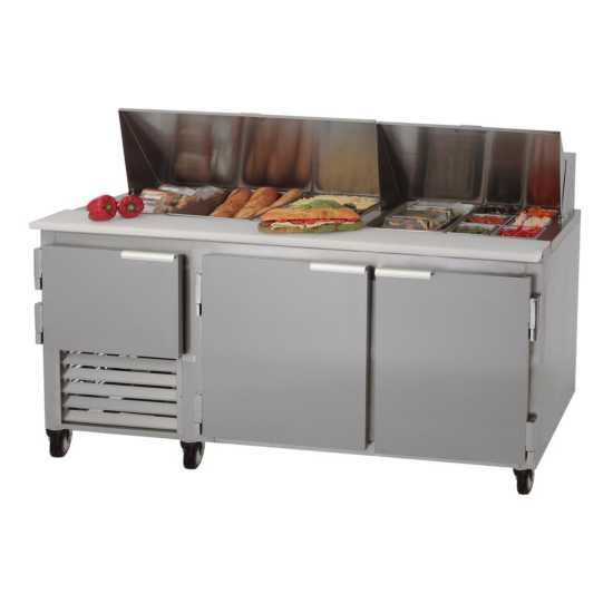 Leader LM72 72" Refrigerated Megatop Sandwich Prep Table - 2 & 1/2 Doors