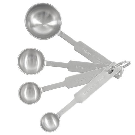 Winco MSPD-4X Stainless Steel Deluxe 4-Piece Measuring Spoon Set