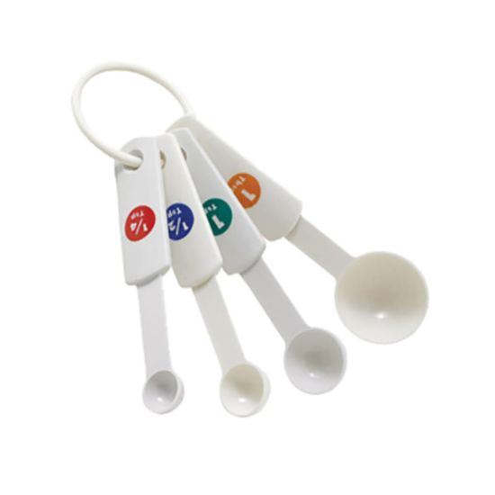 Winco MSPP-4 White Plastic 4-Piece Measuring Spoon Set