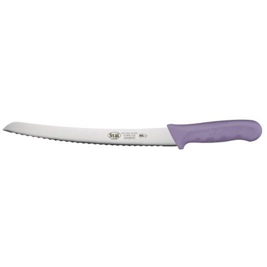 Winco KWP-91P Stal 9.5" Allergen Free Steel Curved Bread Knife With Purple Handle