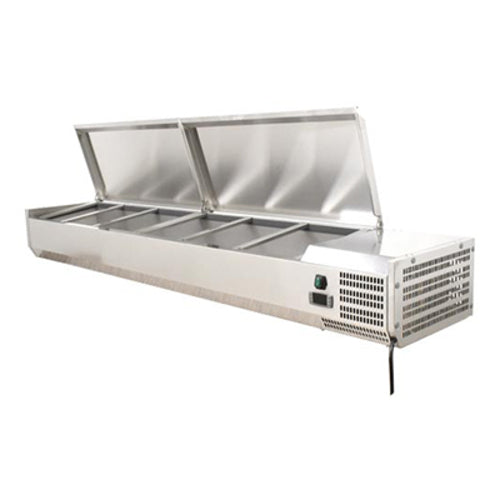 Omcan USA 46497 REFRIGERATED PIZZA TOPPING RAIL S S COVER  9 X 1/3 GN PANS 110V/60/1 cETLus/ETLs