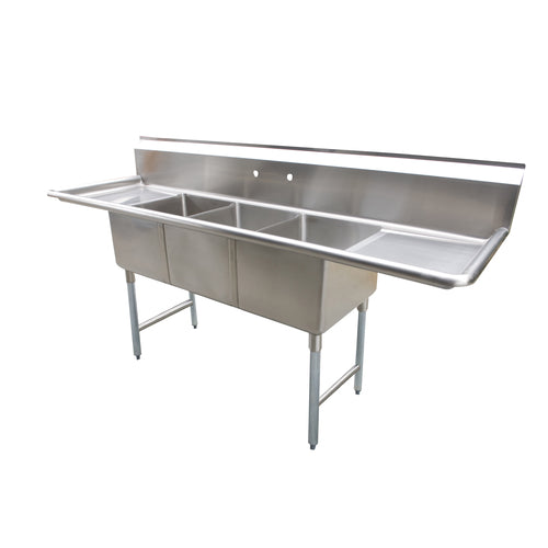 Serv-Ware D3CWP1620-V Serv-Ware - Sinks - 12" Deep Economy Sink 3 Bowl - 53"W x 25.5"D x 45.5"H