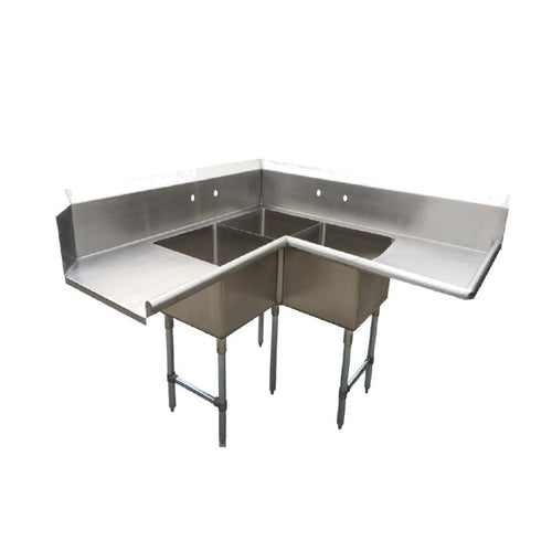 NBR Equipment SDT3C-202012R20 Economy Corner Dishtable