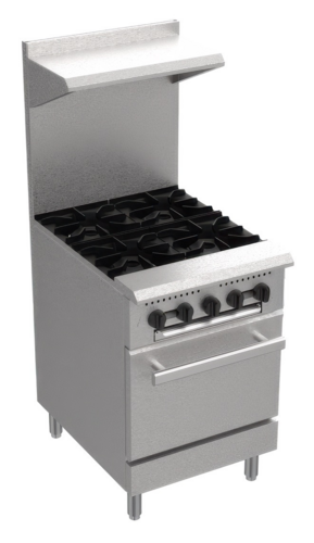 Serv-Ware SGR-4B-SA Serv-Ware - Gas Cooking - Natural Gas - 24" Gas Range with Four (4) Open Burners - Dimensions: 24" W x 32.6" D x 60" H - Temperature Range: 250°F – 550°F - BTU/H: 30