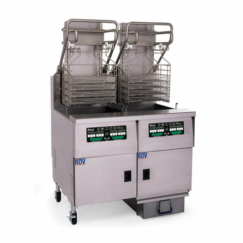 Pitco (Middleby) SELVRF-2/FD Solstice Supreme™ Reduced Oil Volume Fryer System with Advanced Automatic Filtration & Lift Assist for 5 Slot Rack Holder