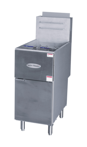 Serv-Ware SGF-50N Serv-Ware - Gas Cooking - 50 LB Deep Fryer - Natural Gas - Dimensions: 15.5" W x 30.2" D x 46.5" H - Temperature Range: 200°F – 400°F - BTU/H: 30