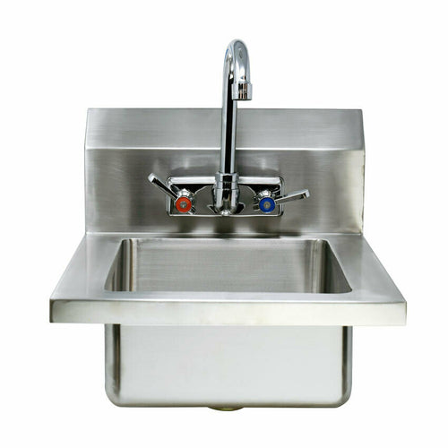 Omcan USA 44585 Fabricated Hand Sink with 4 Gooseneck Faucet and Drain Basket
