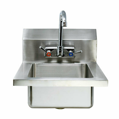 Omcan USA 44585 Fabricated Hand Sink with 4 Gooseneck Faucet and Drain Basket