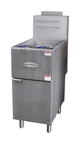 Serv-Ware SGF-40N Serv-Ware - Gas Cooking - 40 LB Deep Fryer - Natural Gas - Dimensions: 15.5" W x 30.2" D x 46.5" H - Temperature Range: 200°F – 400°F - BTU/H: 30