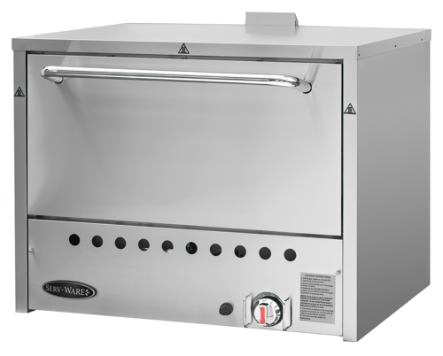 Serv-Ware SWPO-31 Serv-Ware - Gas Cooking -Gas Pizza Oven - Natural Gas - 32.28" W x 26.42" D x 29.57" H - Stainless steel structure - Stainless steel U shape burner - Thermostat (120°F- 650°F ) controlled - Good insulation outside chamber - Hearth deck