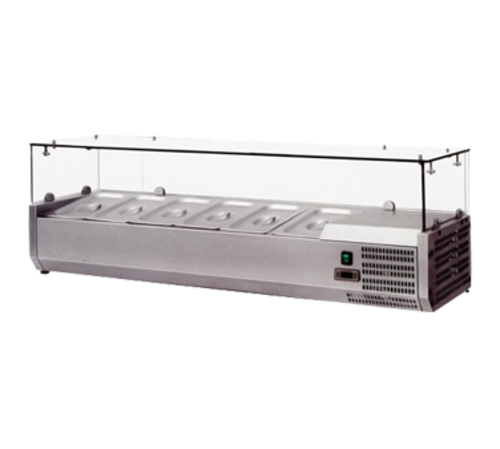 Omcan USA 41937 59-inch Refrigerated Topping Rail with Glass Guard