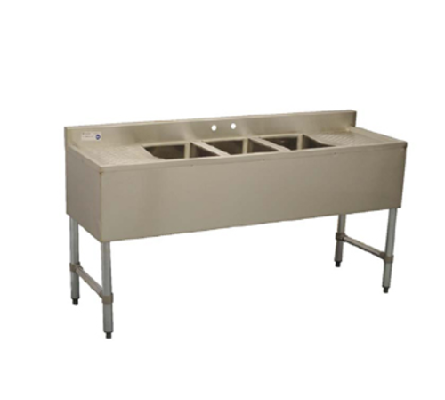 Serv-Ware BAR3B60-LR-CWP-V Serv-Ware - Sinks - 60" Bar Sink 3 Bowls - Dimensions: 60" W x 18.75" D x 33" H