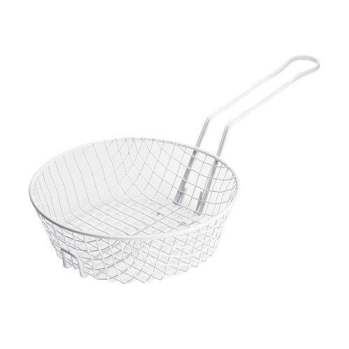 Winco MSBW-10 10" Breading Basket, Coarse Mesh, White Plastic Coating
