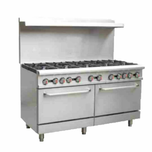 Serv-Ware SGR-10B Serv-Ware - Gas Cooking - 60" Gas Range with Ten (10) Open Burners  - Dimensions: 60" W x 32.6" D x 60" H - Temperature Range: 250°F – 550°F - BTU/H: 30