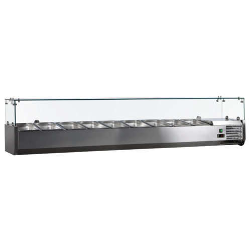 Omcan USA 46680 79-inch Refrigerated Topping Rail with Glass Guard