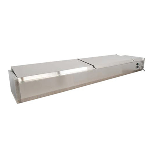 Omcan USA 46657 REFRIGERATED PIZZA TOPPING RAIL S S COVER  5 X GN 1/3 AND 1 X GN 1/2 PANS 110V/60/1 cETLus/ETLs
