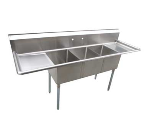 Serv-Ware E3CWP18182-24-V Serv-Ware - Sinks - 14" Deep Economy Sink 3 Bowl - 102" W x 23.5" D x 45.5" H
