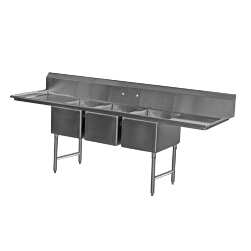 Serv-Ware E3CWP1824-V Serv-Ware - Sinks - 14" Deep Economy Sink 3 Bowl - 59" W x 29.5" D x 45.5" H