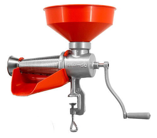 Omcan USA 30105 Manual Tomato Squeezer with Plastic Funnel And Drip