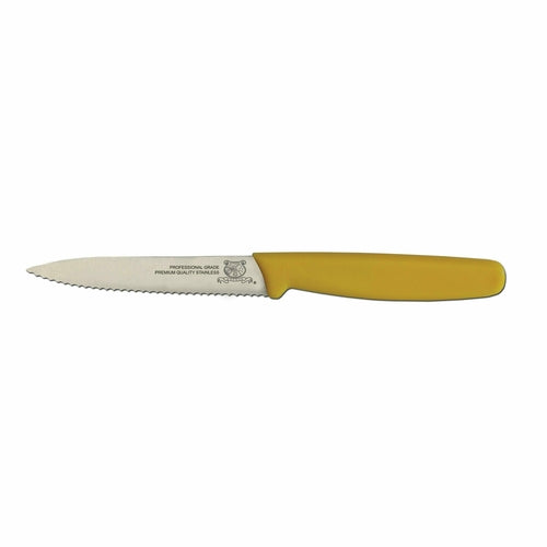 Omcan USA 11498 4-inch Wave Edge Paring Knife with Yellow Polypropylene Handle
