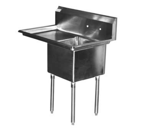 Serv-Ware E1CWP1818L-24-V Serv-Ware - Sinks - 14" Deep Economy 1 Bowl - 44.5"W x 23.5"D x 45.5"H
