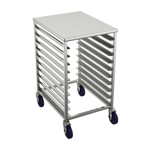 Winholt AL-1810H-SSTOP-LC Aluminum Mobile Half Height Pan Rack with Removable Solid Stainless Steel Top and (4) Locking Casters
