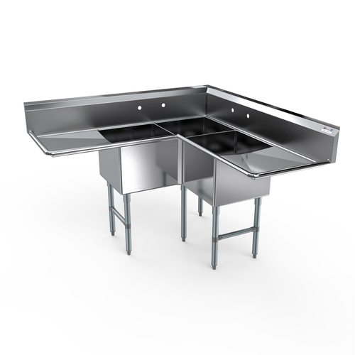 NBR Equipment 3CSG-242414LR24 Economy Corner Sink
