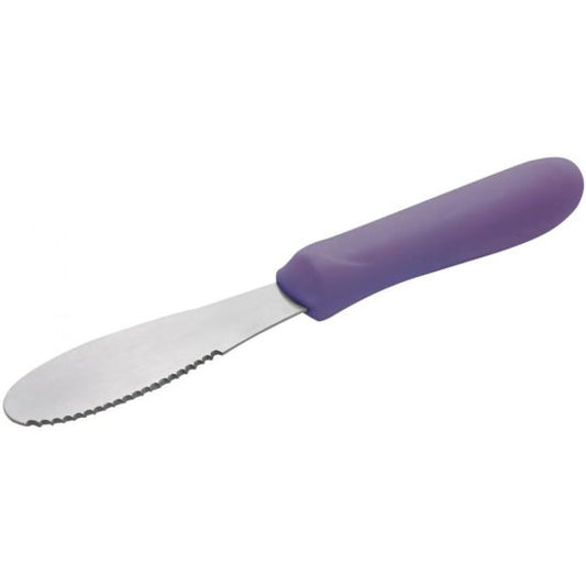 Winco TWP-31P 3.63" x 1.25" Allergen Free Purple Handle Stainless Steel Sandwich Spreade
