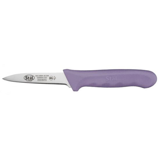 Winco KWP-30P Stal 3-1/4" Allergen-Free Paring Knife with Purple Polypropylene Handle, 2-Pack